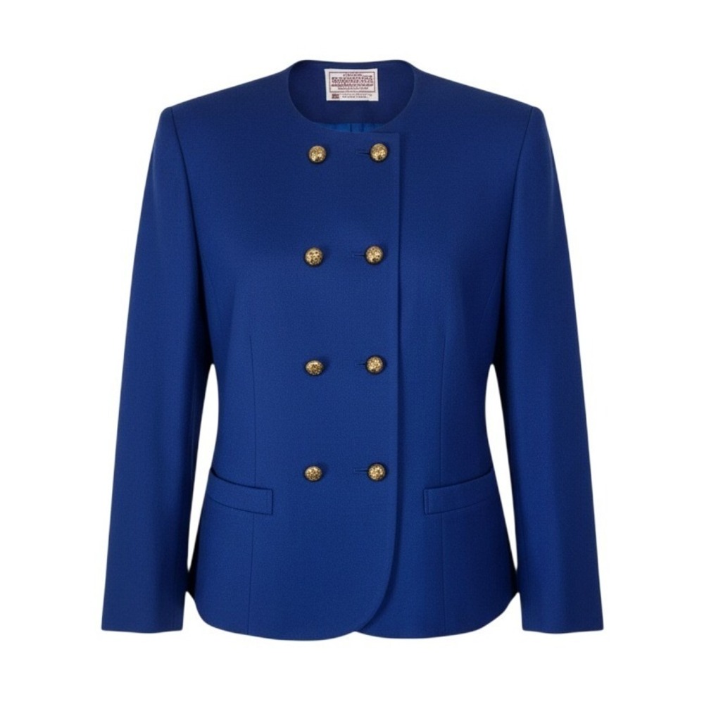 VTG Pendleton Blazer Sz 2 Royal Blue Womens Wool Double Breasted Gold Button